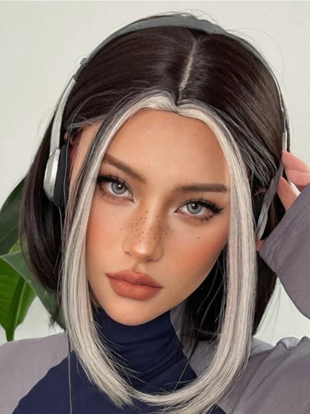 Multi-Color Wigs 14 Inch Black Medium Parte Short Straight Synthetic Wig